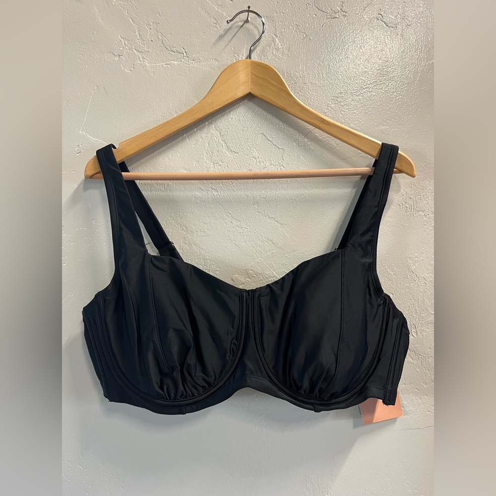 Shade & Shore Women's Black Scooped Underwire Bikini Swim Top Size 20 NWT